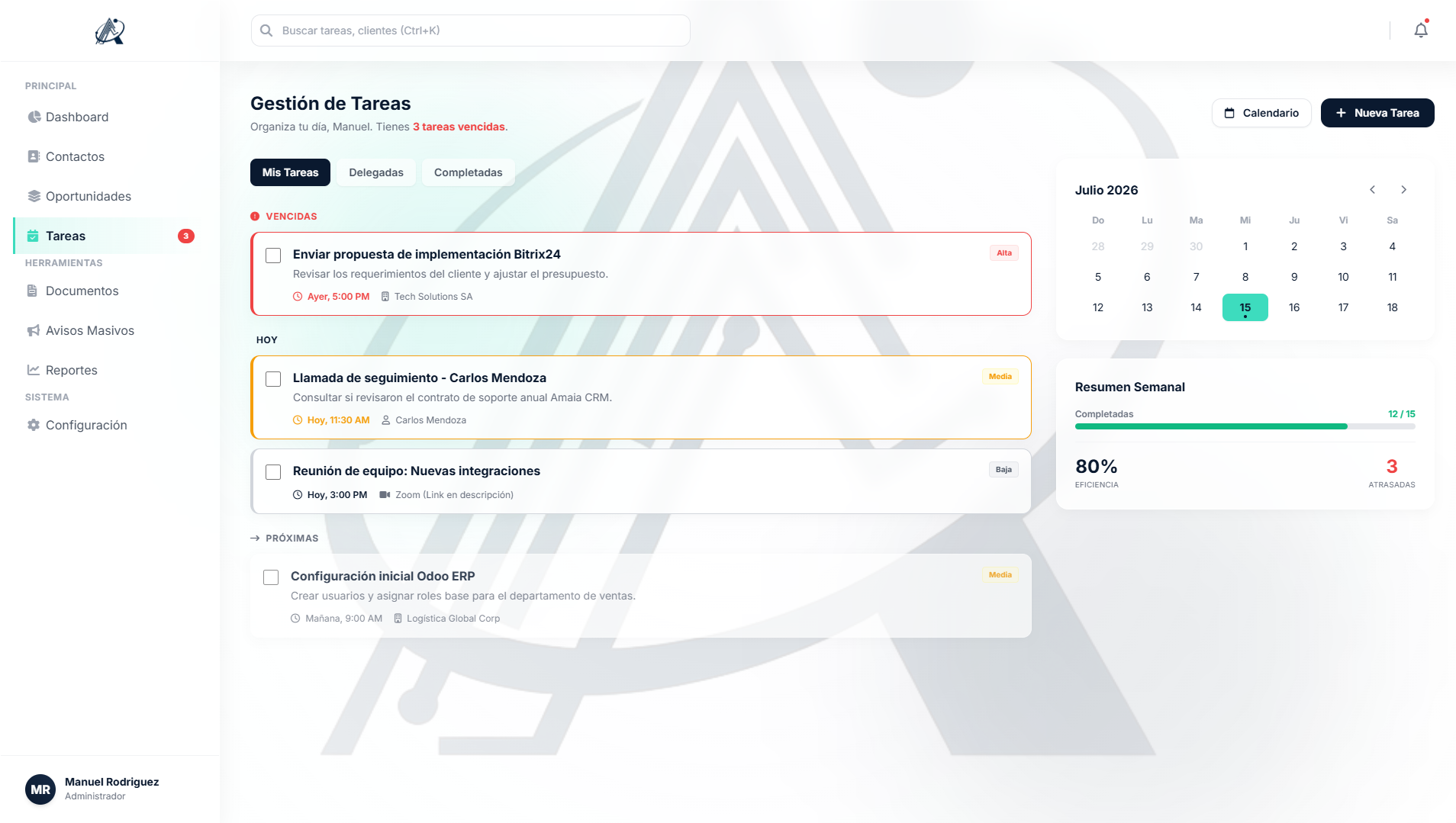 Tareas Amaia CRM
